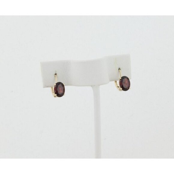 10k Yellow Gold Natural Garnet Earrings Dangle Drop - Picture 5 of 8